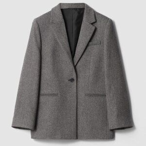 & OTHER STORIES GREY WOOL BLAZER WITH TIE SIZE EUR 34 / US 2